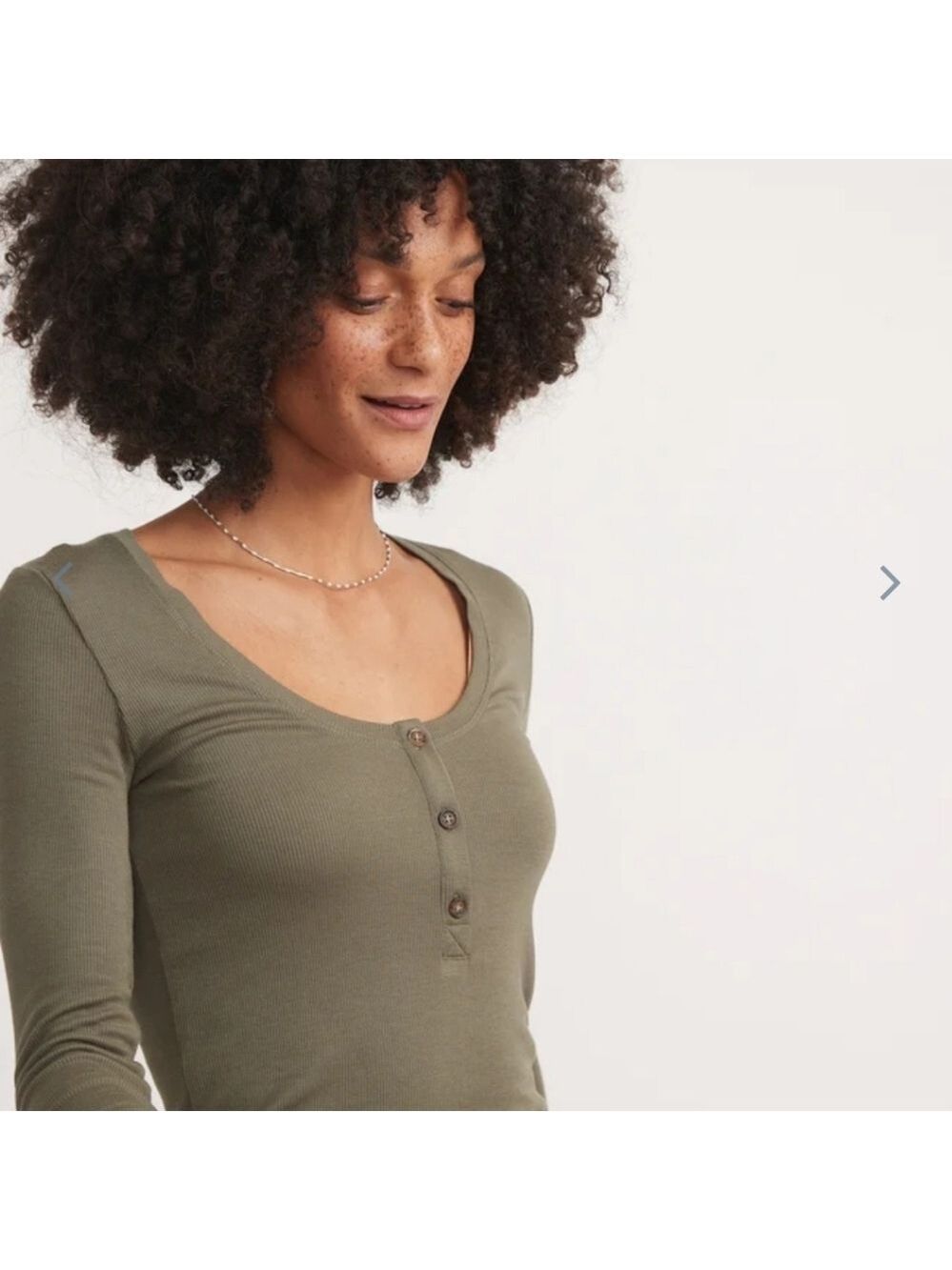 Marine Layer Lexi Rib Henley Burnt Olive - Picture 3 of 5